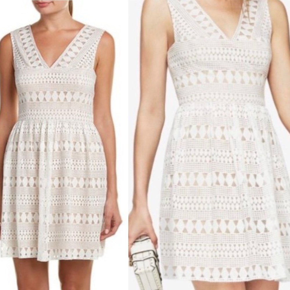 BCBGMaxazria Camielle Dress Mini Sleeveless Off White
